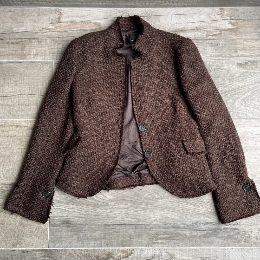 Zara brown tweed blazer jacket